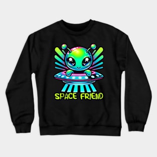 Space Friend Neon Kawaii Alien Intergalactic UFO Crewneck Sweatshirt